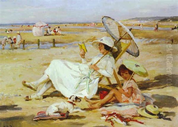 Maree Basse, Plage De Villeria Oil Painting by Paul Michel Dupuy