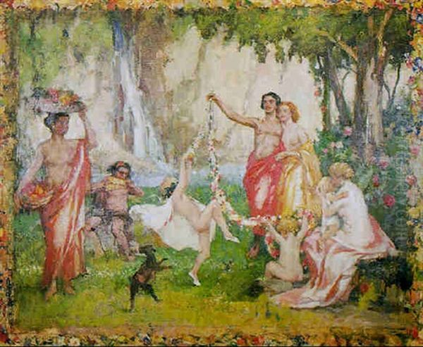 Bacchanales Or Mariage De Bacchus Et De Flore Oil Painting by Paul Michel Dupuy