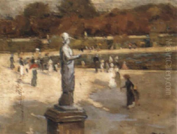 Les Jardins Du Luxembourg, Paris Oil Painting by Paul Michel Dupuy