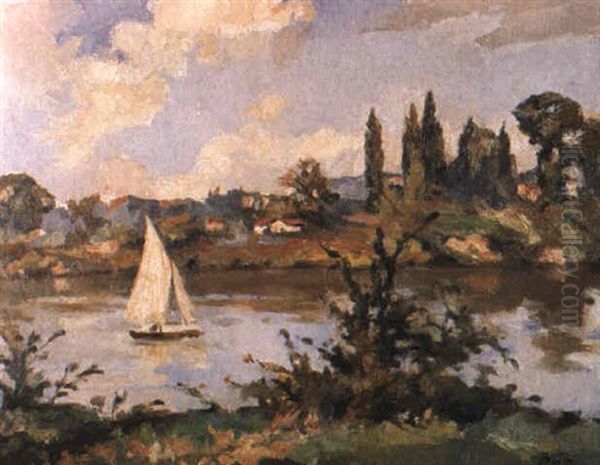 La Seine A Montesson Oil Painting by Paul Michel Dupuy