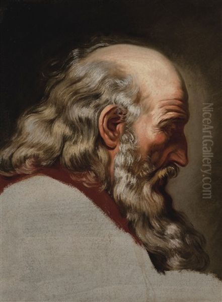 Etude D'homme Barbu De Profil Oil Painting by Louis Jean-Jacques Durameau