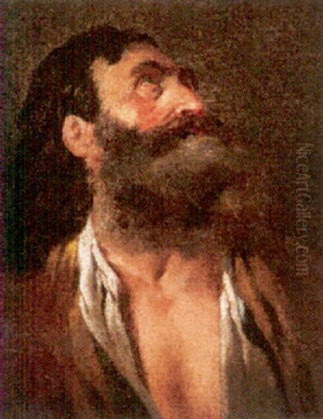 Study Of A Bearded Man Oil Painting by Louis Jean-Jacques Durameau