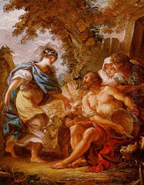 Erminia At The Basket Makers Oil Painting by Louis Jean-Jacques Durameau