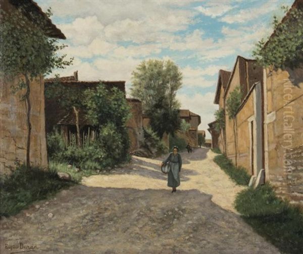 Rue De Village Dans Le Sud De La France Oil Painting by Eugene Duran