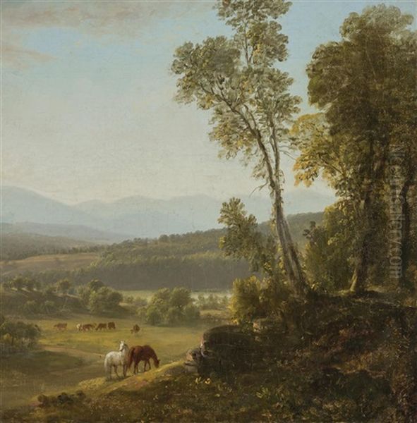 Mountain Landscape With Horses Oil Painting by Asher Brown Durand