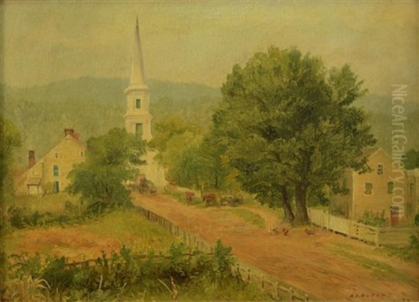 Village With Church Oil Painting by Asher Brown Durand