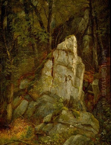 Rocks In Pearson's Ravine Oil Painting by Asher Brown Durand