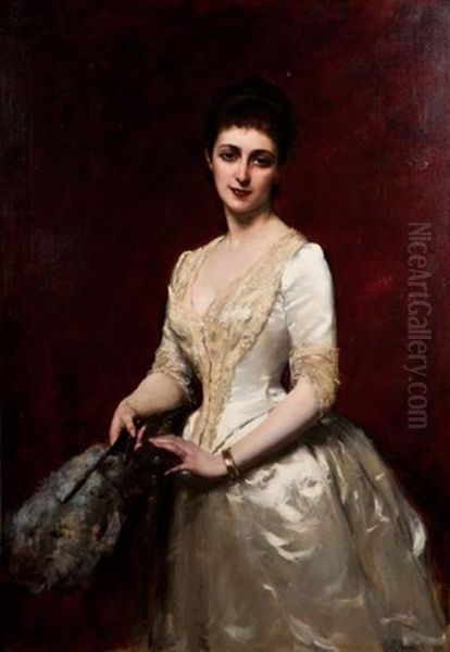 Portrait Presume De La Princesse De Broglie, Nee Marie Say Oil Painting by Charles Auguste Durand