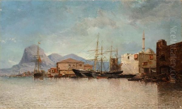 Port En Orient Oil Painting by Jean Baptiste Henri Durand-Brager