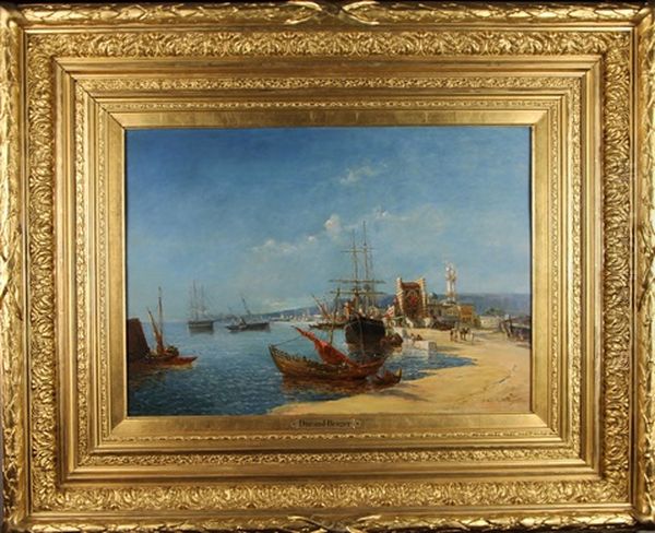 Vue De Port Orientaliste Oil Painting by Jean Baptiste Henri Durand-Brager