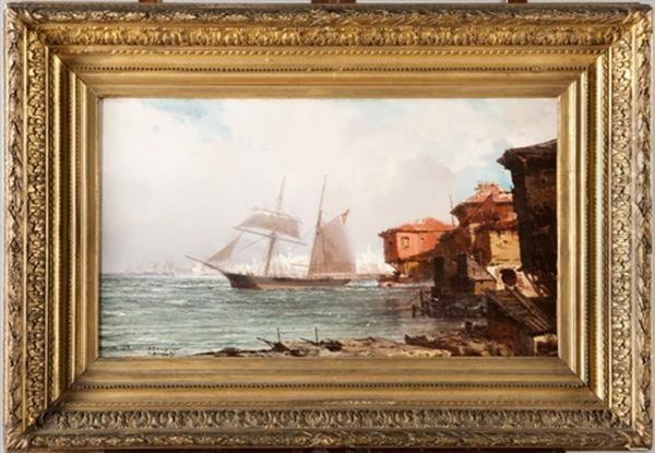 Voilier A Istanbul Oil Painting by Jean Baptiste Henri Durand-Brager