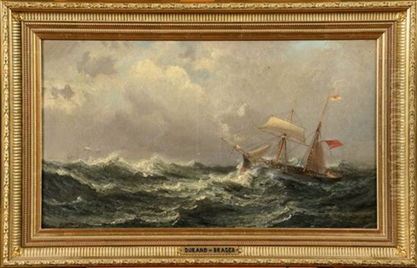 Bateau Sur Une Mer Agitee Oil Painting by Jean Baptiste Henri Durand-Brager