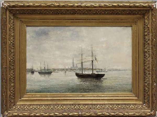 Port D'anvers Oil Painting by Jean Baptiste Henri Durand-Brager