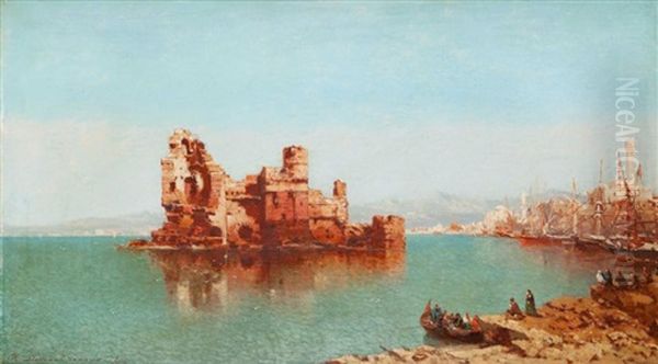 Vue Presumee De Saida, Liban Oil Painting by Jean Baptiste Henri Durand-Brager