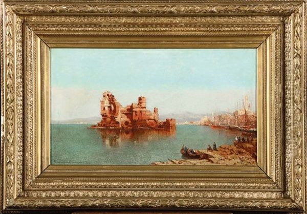 Chateau En Ruines A Saida (liban) Oil Painting by Jean Baptiste Henri Durand-Brager