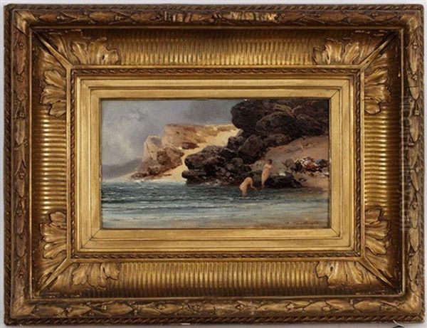 Baigneuses En Bord De Mer Oil Painting by Jean Baptiste Henri Durand-Brager