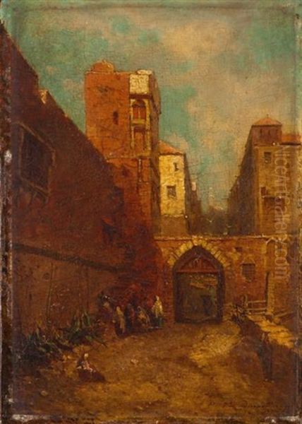 Porte D'une Ville Orientale Oil Painting by Jean Baptiste Henri Durand-Brager