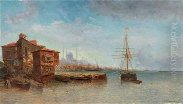 Istanbul Oil Painting by Jean Baptiste Henri Durand-Brager