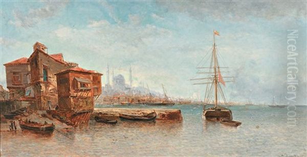 Vue D'istanbul Oil Painting by Jean Baptiste Henri Durand-Brager