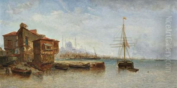 Constantinople, Vue De Bosphore Et Sainte Sophie Oil Painting by Jean Baptiste Henri Durand-Brager