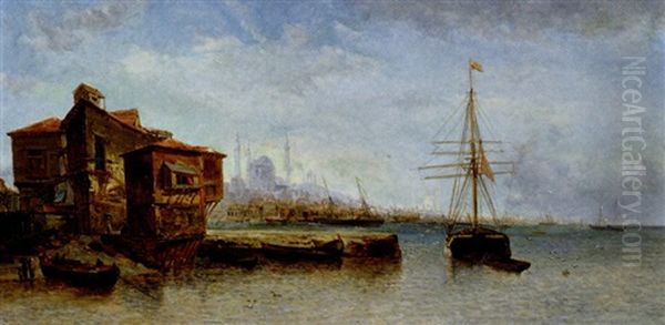 Constantinople, Vue Du Bosphore Et Sainte Sophie Oil Painting by Jean Baptiste Henri Durand-Brager