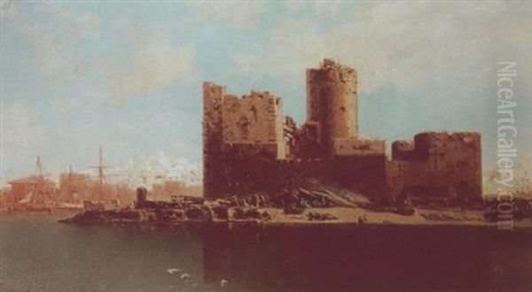 Vue De La Forteresse De Trebizonde, Sur La Mer Noire (?) Oil Painting by Jean Baptiste Henri Durand-Brager