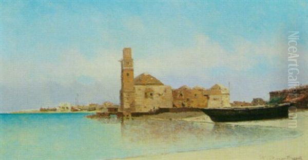 Le Port Mediterraneen Oil Painting by Jean Baptiste Henri Durand-Brager