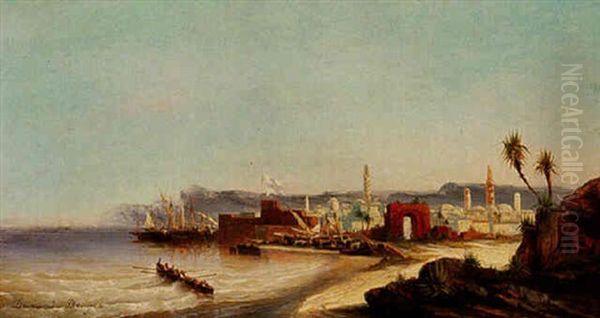 Ville Arabe Sur La Cote Oil Painting by Jean Baptiste Henri Durand-Brager