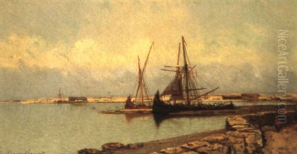 Port Oriental Oil Painting by Jean Baptiste Henri Durand-Brager