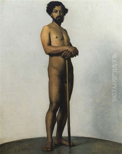 Nudo Maschile Accademico Oil Painting by Leopold Durangel