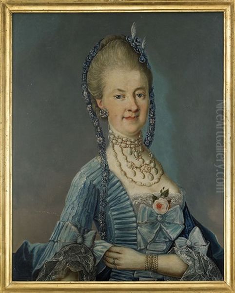 Portratt Forestallande Elisabeth Sperringh, Fodd Ahlehielm (1730-1778) Respektive Anna Catharina Barthengren, Fodd Sperringh (1751-1788) (pair) Oil Painting by Jonas Duerchs