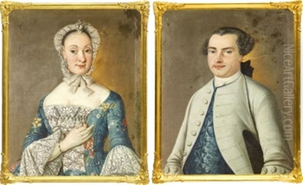 Portratt - Forestallande Carl Henrik Tranchell (+ Brita Maria Hasselroth; Pair) Oil Painting by Jonas Duerchs