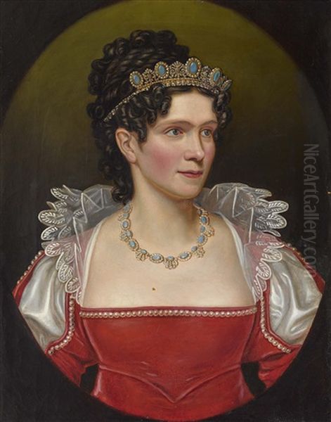 Konigin Karoline Von Bayern (after Joseph Stieler) Oil Painting by Friedrich Durck