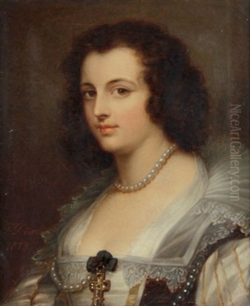 Brustbildnis Einer Jungen Dame Im Dreiviertelprofil Nach Links Im Historisierenden Kleid Im Renaissancestil Oil Painting by Friedrich Durck