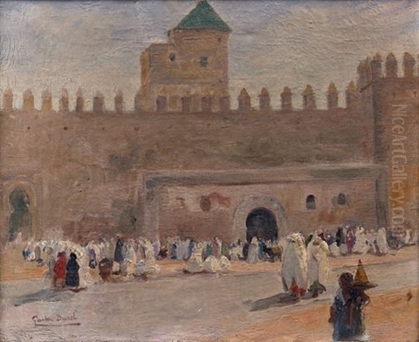 Porte Au Maroc, Marrakech Ou Fez (?) Oil Painting by Gaston Jules Louis Durel