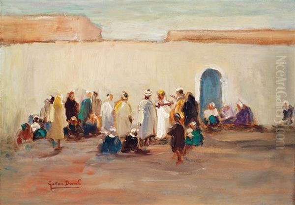 Sortie De La Medina Way Out Of The Medina Oil Painting by Gaston Jules Louis Durel