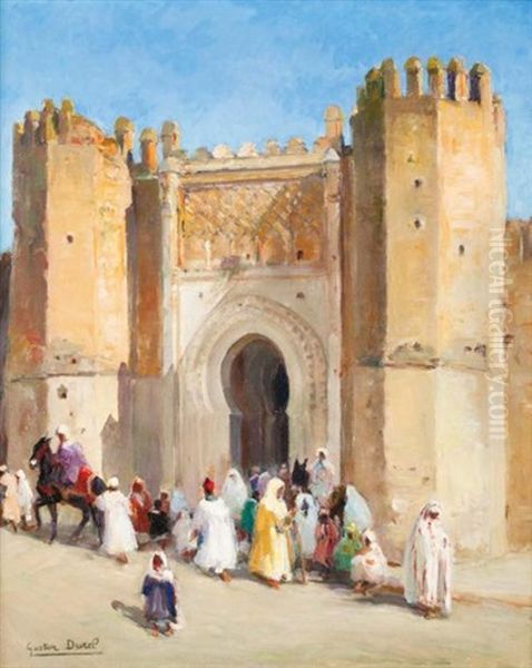 La Kasbah Filalah, Fes Oil Painting by Gaston Jules Louis Durel