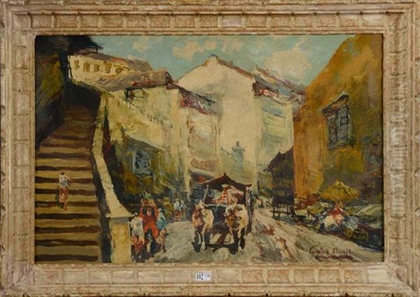 Ruelle Animee Oil Painting by Gaston Jules Louis Durel