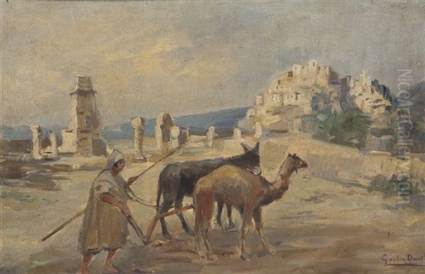 Les Travaux Des Champs Oil Painting by Gaston Jules Louis Durel