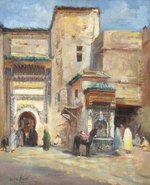 La Fontaine Nejjarine, Fez Oil Painting by Gaston Jules Louis Durel