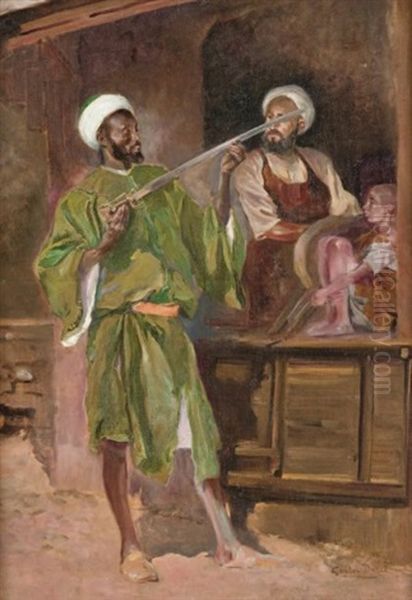 Le Remouleur Marocain Oil Painting by Gaston Jules Louis Durel