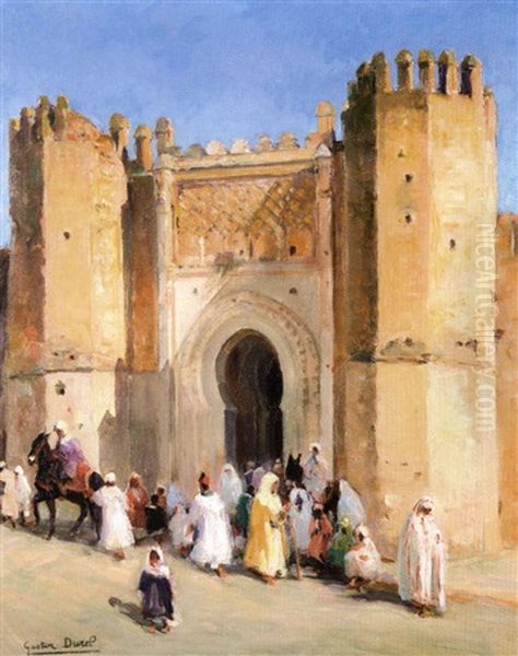 La Kasbah Filalah A Fes Oil Painting by Gaston Jules Louis Durel