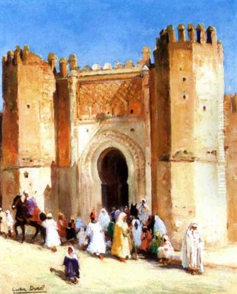 La Kasbah Filalah A Fes Oil Painting by Gaston Jules Louis Durel