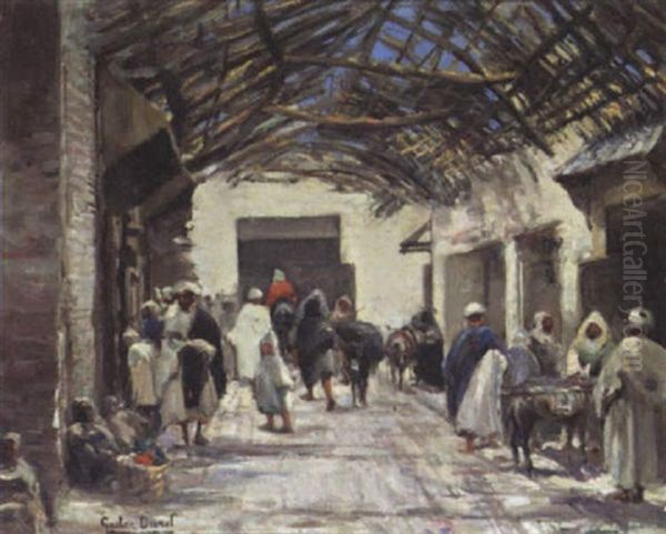 Souk A Marrakech Oil Painting by Gaston Jules Louis Durel