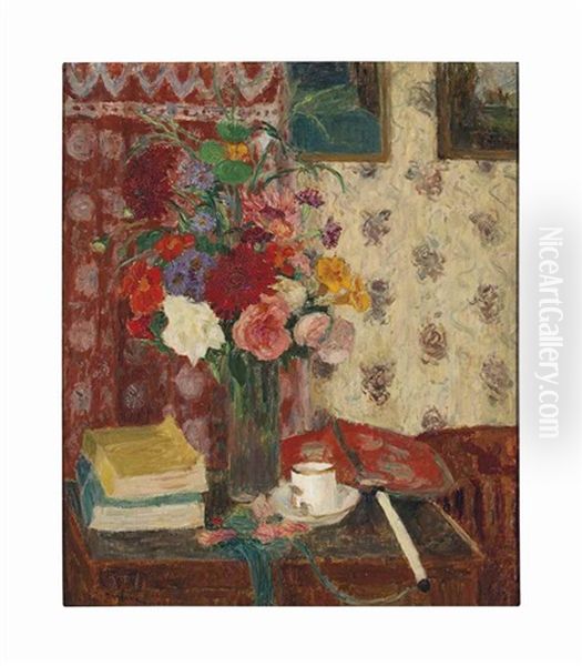 Nature Morte, Bouquet De Fleurs Oil Painting by Eugene Antoine Durenne