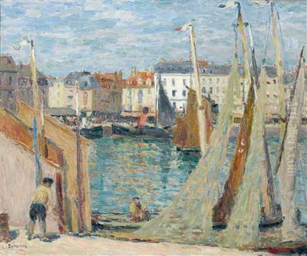 Le Port De Dieppe by Eugene Antoine Durenne