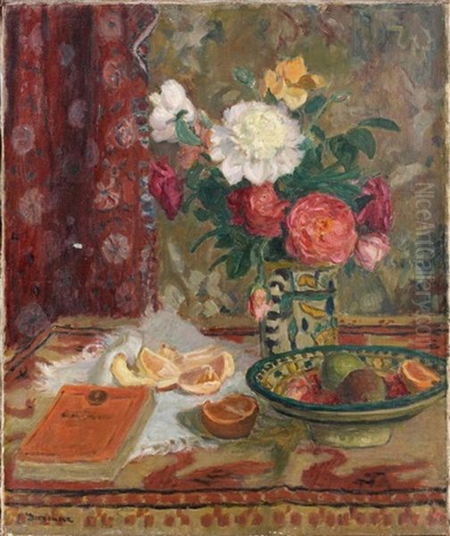 Nature Morte Au Bouquet De Roses Oil Painting by Eugene Antoine Durenne