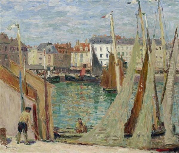 Le Port De Dieppe Oil Painting by Eugene Antoine Durenne