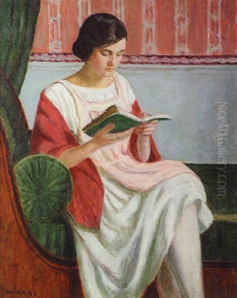 La Lecture Oil Painting by Eugene Antoine Durenne