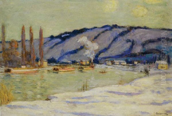 Bords De Seine En Hiver Oil Painting by Eugene Antoine Durenne